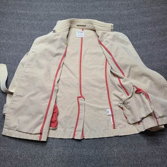Old Navy Trench Coat Womens XS Beige Khaki Belted Double Breasted Cotton Classic - Picture 5 of 9